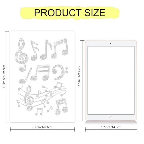 Mayjoydiy DIY-WH0303-298 Music Note Rhinestone Iron On Hotfix Transfer Decal White Music Iron thumb #1