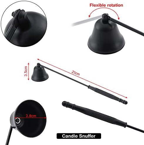 Kinsinder 4pcs Stainless Steel Candle Accessory Tool Set, Candle Care Kit Include Candle Snuffer, Wick Trimmer, Wick Dipper Stainless and Storage Tray Plate