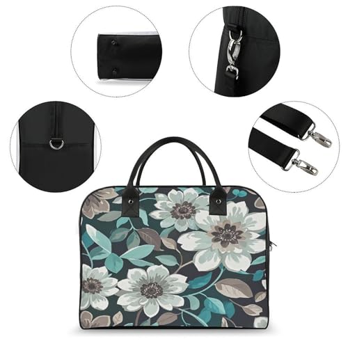 Maletín floral gris y blanco para laptop ligero miniatura 6