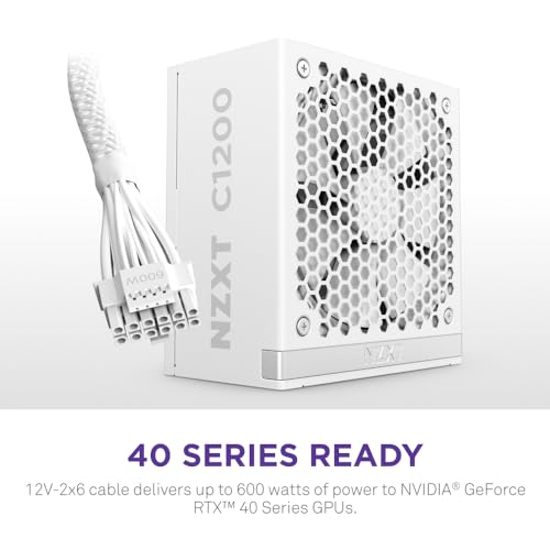 Image of NZXT C1200 Gold ATX 3.1 - Fully Modular Low-Noise PC Gaming Power Supply - 1200 Watts - 80 Plus Gold - 12V-2x6 Connector - Zero Fan Mode - 100% Japanese Capacitors - White