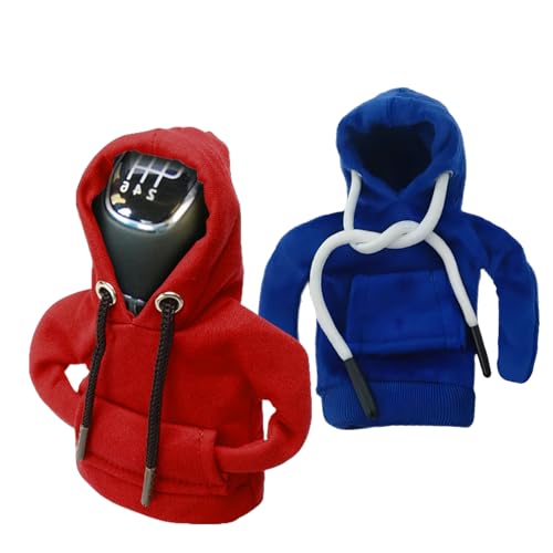Kaslaider 2 Pcs Sudadera Cambio De Marcha, Sudadera con Capucha Pomo Coche, Hoodie Car Gear Shift Cover, Shift Knob Hoodie, Funda de Cubierta de Palanca de Cambios