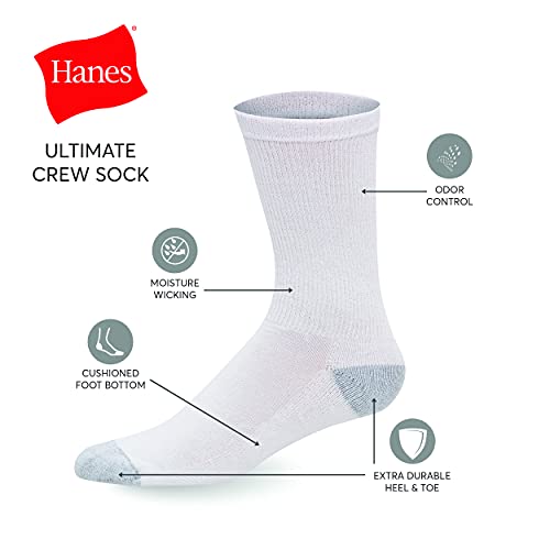 Hanes Ultimate Men's FreshIQ Cool Comfort Reinforced Crew Socks, 12-Pair Pack2