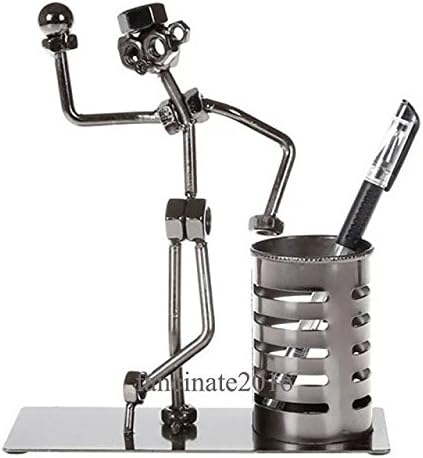 Fancinate Basketball Player Gift handmade nuts and bolts figurines - Metal Statue Collectible Sculpture W/ Pen Ruler Cup Holder Desktop Stationery Organizer - 6.69 Inch