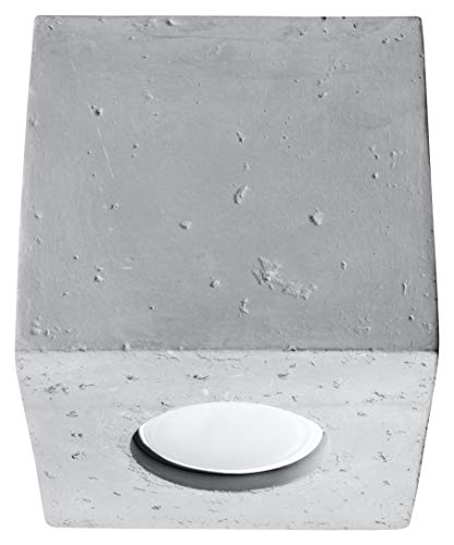 SOLLUX lighting Deckenlampe Deckenleuchte Deckenstrahler Beton 1 Flammig Grau QUAD
