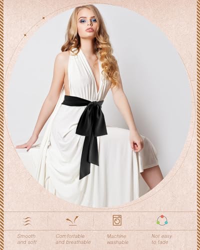 Image of Glitopper Women Chiffon Sash Belt Dress Sash Waist Bridal Wedding Belt 50s Accessories 3'' Wide
