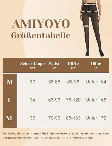 AMIYOYO Thermo Strumpfhose Damen Gefüttert Fleece Thermostrumpfhose Warm Leggings Gefälschte Durchscheinend High Waist Dicke Pantyhose Winter