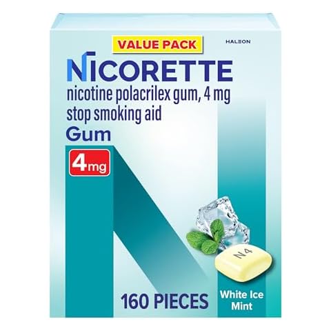 Nicorette 4mg Nicotine Gum to Quit Smoking - White Ice Mint Flavored Stop Smoking Aid, 160 Count Cover