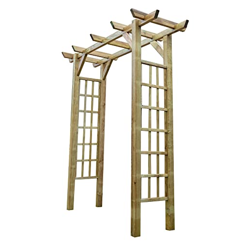WALTONS Flat Top Arch | Pressure Treated | Wooden Garden Arch | Trellis Sides | 15 Year Anti Rot...