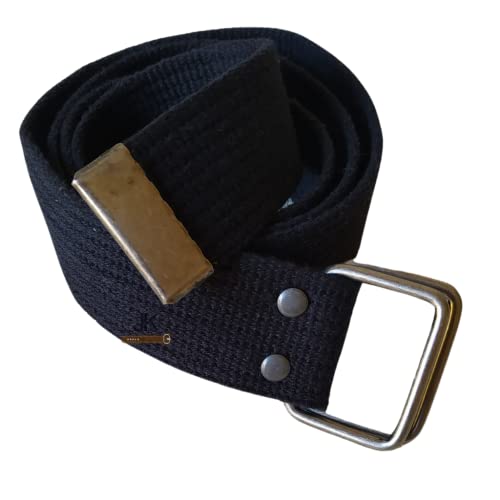 Cinto Lona Masculino 2 Fivelas Meia Argola Quadrada 4cm Linha Basic JK (Plus Size, Preto)