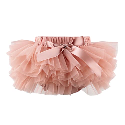 Opiniones y reviews de falda pantalón para Bebé más recomendados. 40 HOOLCHEAN - Falda tutú suave y esponjosa de 4 capas de tul con funda de pañal de algodón para bebé, Rosa (Dusty Pink), 0-6 Meses