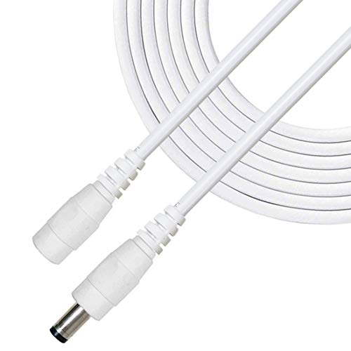 Liwinting 5 m/16.4 ft DC Cable de extensión 5.5 mm x 2.5 mm macho a hembra conector, cable de alimentación DC cable de extensión para adaptador de corriente, CCTV cámara IP inalámbrica - blanco