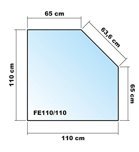 Funkenschutzplatte Fünfeck 110x110cm Schwarz Glasplatte mit Dichtung