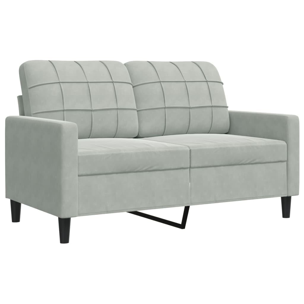 vidaXL Sofa 2-osobowa, jasnoszara, 120 cm, tapicerowana aksamitem