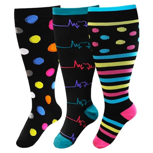Chaussettes de contention homme femme gros mollet PUTUO 3 paires voyage et sport