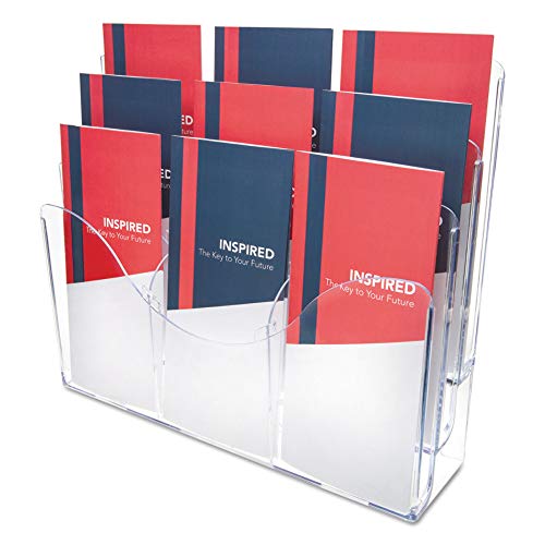 Deflecto 47631 Three-tier docuholder organizer with 6 removable dividers, clear