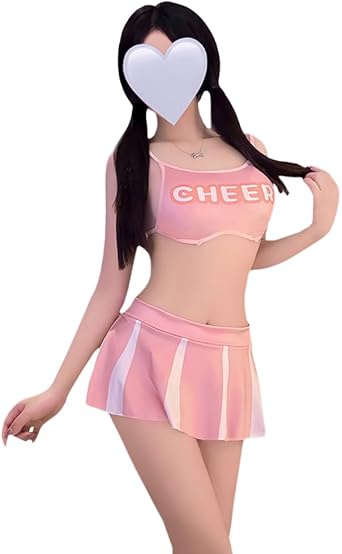 Sexy Cheerleader Outfit for women Lingerie Cosplay costume cute Sports Dance Team babydoll Uniform Anime Roleplay performance crop Top mini Skirt Pink