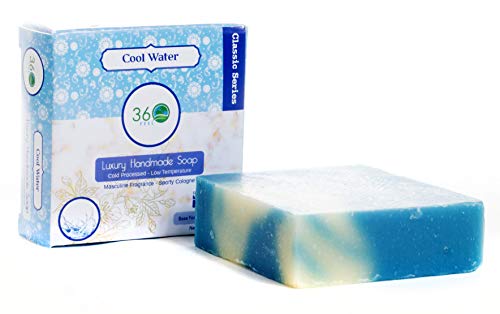 360Feel Men's Cool Water Cologne Soap -Large 5Oz Organic Castile Handmade Soap Bar -Bold Masculine Fragrance- Pure Essential Oil Natural Soaps- Made In Usa- Gift Ready, Blue (Sg1-Cps01Rm-014) #TOP6