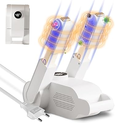 Secador de zapatos eléctrico, secador de botas de esquí, calentador de zapatos, calentador de pies eléctrico, secador de guantes, con temporizador, luz UV + carbón activado, doble antibacteriano
