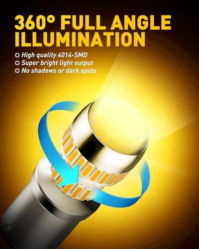 Image of AUXITO Upgraded 1157 LED Bulb Amber Yellow Super Bright 2057 2357 7528 BAY15D LED Replacement Light Kit for Front Rear Turn Signal Light Blinker Parking DRL Tail Lights, Pack of 2