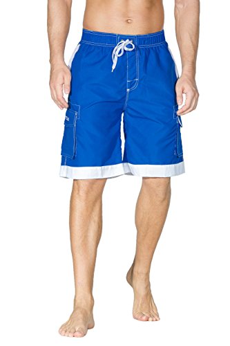 Nonwe Men's Board Shorts Summer Soild Elastic Sportswear Quick Dry Pockets Blue