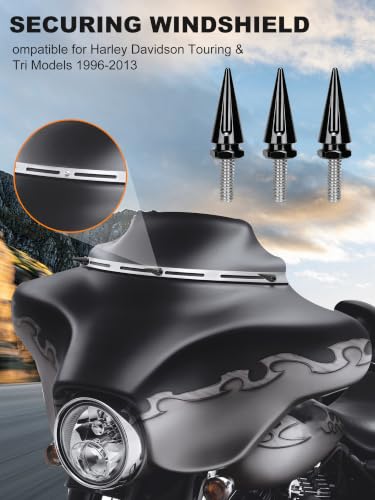 Image of Windshield Bolts, Fairing Bolts Fit for Harley Touring 1996-2013 | Compatible for Harley Street Glide, Ultra Classic, Ultra Limited, Tri Glide, Electra Glide, Windscreen Screws, Black