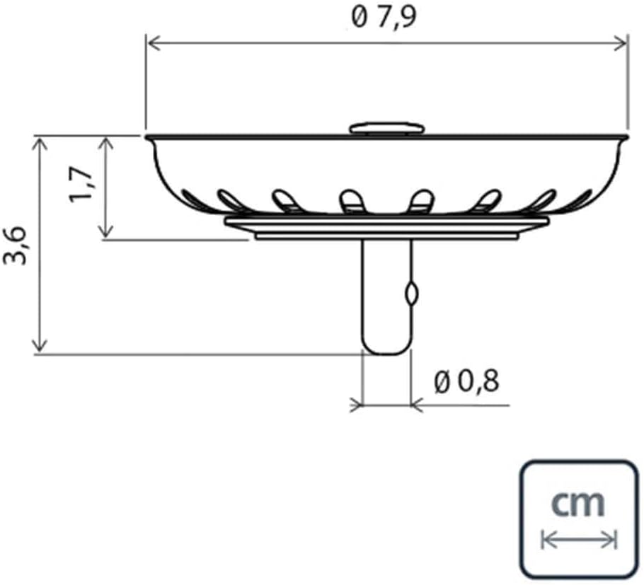 Tampa de Válvula Tramontina Luxo 4 1/2" em Aço Inox Polido e Polipropileno para Pias e Cubas