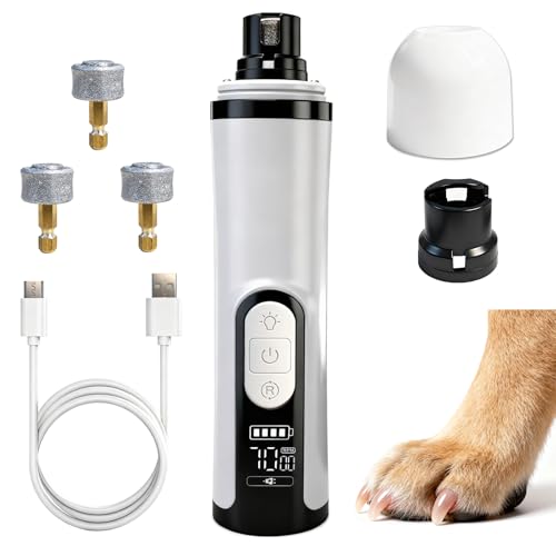 QVJFZUD Silent Groom Pro, Dog Nail Grinder with LED Light, 3-Speed 7000-9000 RPM, 4 Diamond Bits & Adjustable Guard, Quick Blood Vessel Viewer, Safe Grinding for Dogs, Cats