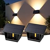 VIIIVA 2 Stück Solarlampen für Außen, 3000K Warmweiß Solar Wandleuchte, IP65 Wasserdicht, Solar Wandleuchte 0°-120° Up and Down Leuchten Aussen für Garten Balkon Terrasse Treppen