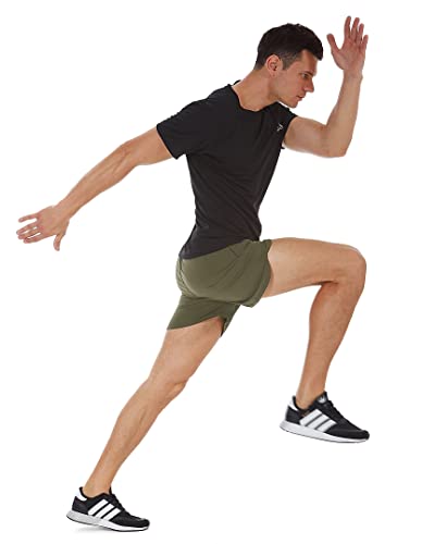 Silkworld Men's Running Stretch Quick Dry Shorts With Zipper Pockets(Pack Of 3), Black, Army Green, Light Grey, Medium #TOP4