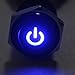 ESUPPORT 16mm 12V 3A Car Blue LED Light Power Metal Push Button Toggle Switch Socket Plug Latching Black Shell