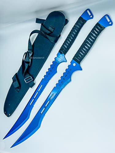 2pc Ninja Swords Machette Set 27" Full Tang Stainless Steel Blades with Sheath/Magnetic - Thumbnail 2