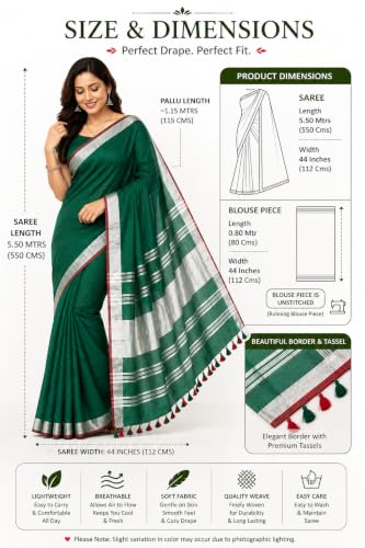 Image of HAIDER ALI AND SONS Grey Cotton Linen Saree for Women | Soft Linen Slub Blend Saree with Running Blouse Piece | Lightweight Handloom Style Saree | Office, Casual, Party & Festival Wear