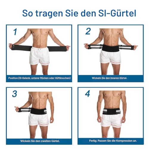 Paskyee Ischiasgürtel, Iliosakralband für Männer Frauen - Rückenstützgürtel Linderung von Ischias, unterem Rücken, Si-Gelenk, Beckenschmerzen - Drei Bandagen bieten dreifache Unterstützung
