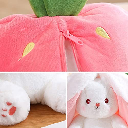 Rabbit Muppet Toys, Easter Reversible Strawberry Bunny, Bunny Toy Carrot Plush With Zipper, Soft Funny Reversible Reversal Drop Ear Rabbit (1Pc-Carrot,18Cm/7.1In) #TOP4