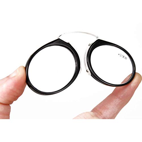 Reavee 2 Pack Nose Pinching Armless Reading Glasses For Men Women No Temple Slim Pocket Readers Ultra Thin With Mini Portable Case +2.0 #TOP1