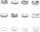 Vintage Fashion Rings for Women,12 pcs/Pack Toe Rings Open Design Adjustable Unisex Joint Ring Fashionable Accessory for Party Birthday Holiday Wedding Jewelry Gift 12 pcs