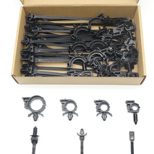 QYIMLI Universal Push Mount Cable Zip Tie with Automotive Wire Loom Clips Kit, Car Engine Bay Replacement Parts for Trucks Cars (50pcs) - Thumbnail 7