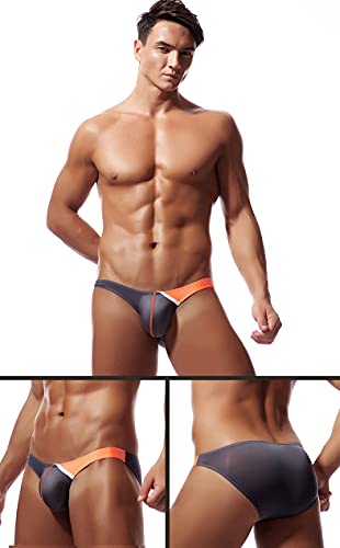Maiclaice 3Pack Men's Ice Silk Soft Low Rise Tiny Bikini Sport Briefs Slim Fit Underwear Black/White/Gray Xl #TOP2