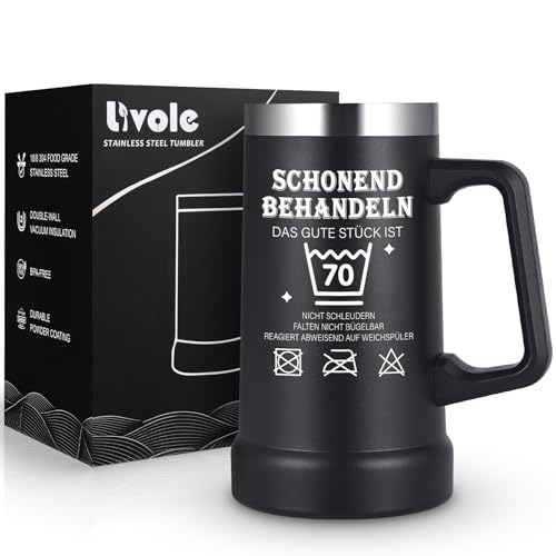 Livole 70th Birthday Man, Grandpa Gifts 70th Birthday, Gentle Treat Thermal Mug, Funny Gifts for Men for 70, Grandpa Birthday Gift Years, 600 ml Stainless Steel Beer Glasses Livole 70th Birthday Man, Grandpa Gifts 70th Birthday, Gentle Treat Thermal Mug, Funny Gifts for Men for 70, Grandpa Birthday Gift Years, 600 ml Stainless Steel Beer Glasses