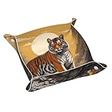 Multiusos y decorativos: la versátil bandeja de almacenamiento impresa de tigre mediano de WZYWHJ no solo es práctica para organizar perfectamente llaves, relojes, joyas y otros objetos pequeños, sino que también añade un toque de elegancia a cualquier habitación. Utilízalo como una pieza decorativa en tu mesa de comedor, mesa de café o mesita de noche.