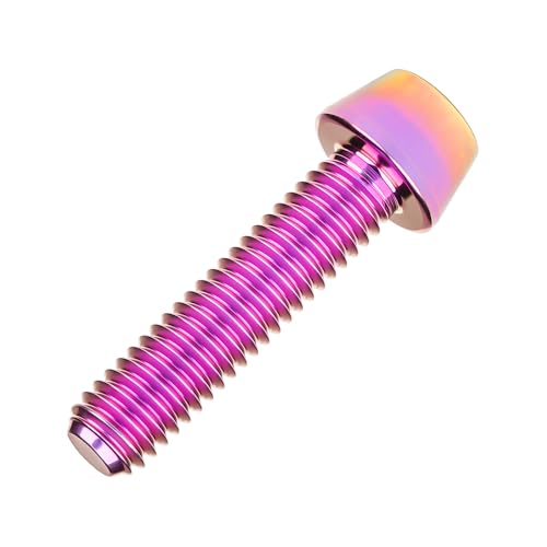 Image of Titanium Ti Bolt M5x9 16 18 20 25 30 35 40 45 50 55 60mm Tapered Head Screws Pack of 4 (M5x25mm, Purple Gold)