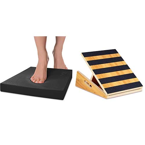 Yes4All Combo Extra Large Balance Pad (Black) And Slant Board 5 Angles (Partial Coverage) #TOP21
