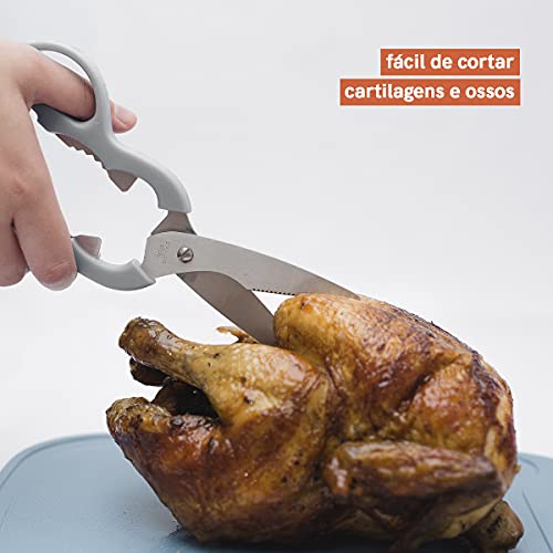 Tesoura de Cozinha Multiuso Cinza - Oikos