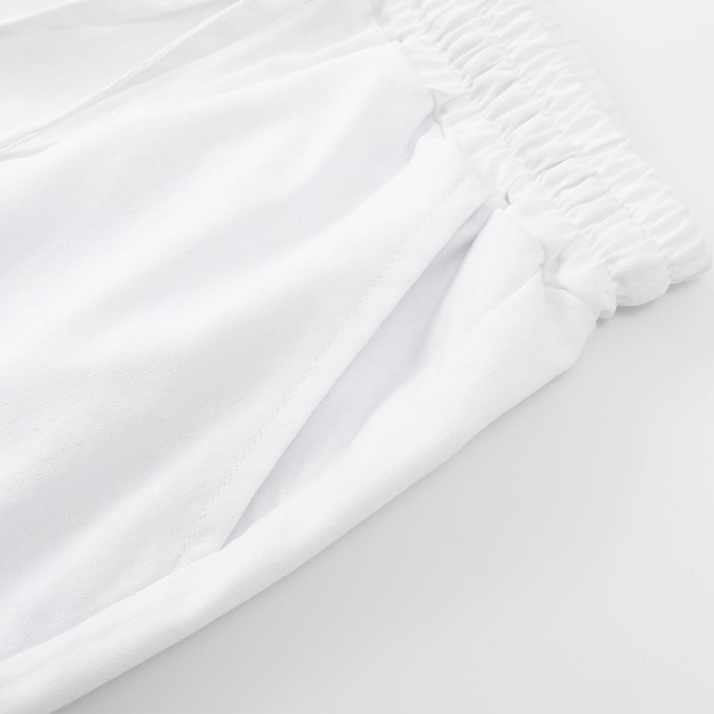 Spring&Gege Boys Linen Shorts Casual Pull-On Elastic Waist Drawstring Summer Beach Shorts - Image 6