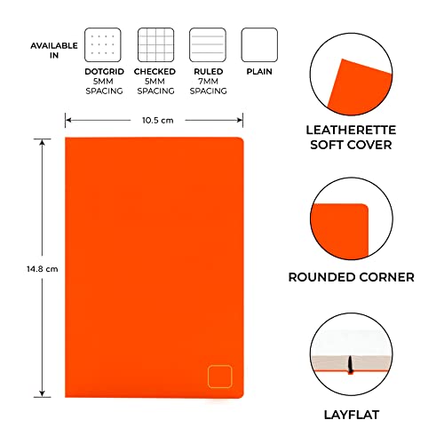 Image of NEORAH - A6 Notebook SOFT COVER | Journal REFILL | Unruled Notebook Journal | 110 GSM | 160 pages (Size 14.8 cm x 10.5 cm) Planner Journaling Writing Note Taking Diary -ORANGE