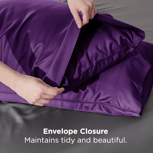 Bedsure King Size Pillow Cases Set of 2, Cooling Pillow Cases for Hot Sleepers, Rayon Derived from Bamboo Plum Pillowcases, Breathable & Soft Bedding Pillow Covers with Envelope Closure, 20x36 Inches