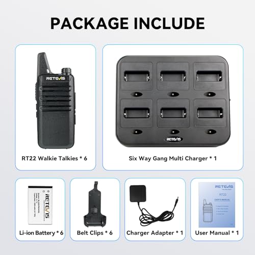 undefined Retevis RT22 Walkie Talkies Rechargeable Hands Free 2 Way Radios Two-Way Radio(6 Pack) with 6 Way Multi Gang Charger の商品画像 8