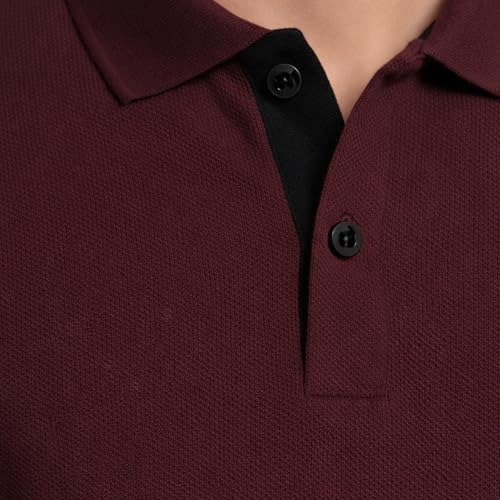 Image of Cotton Polo T-Shirt for Men | Solid Color Regular Fit Collar Neck T-Shirt