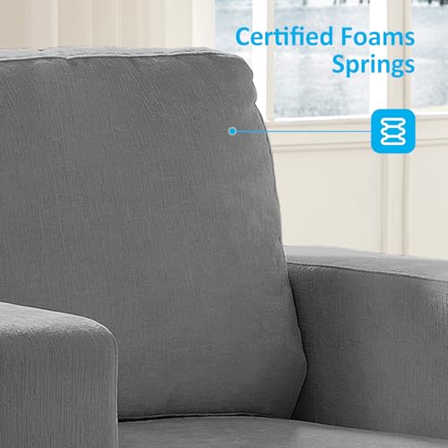 Image of Mjkone 3 Pieces Living Room Sofa Sets, 3 Seat 82 inch W Sectional Sofas Couch and Loveseat Sets with Armchair, Sofas Couches for Living Room Furniture Set, 3-Seater Sofa + Loveseat + Armchair, Light Grey