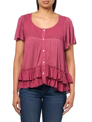 T-shirt en dentelle smockée respirant et extensible Lucky Brand pour Femme